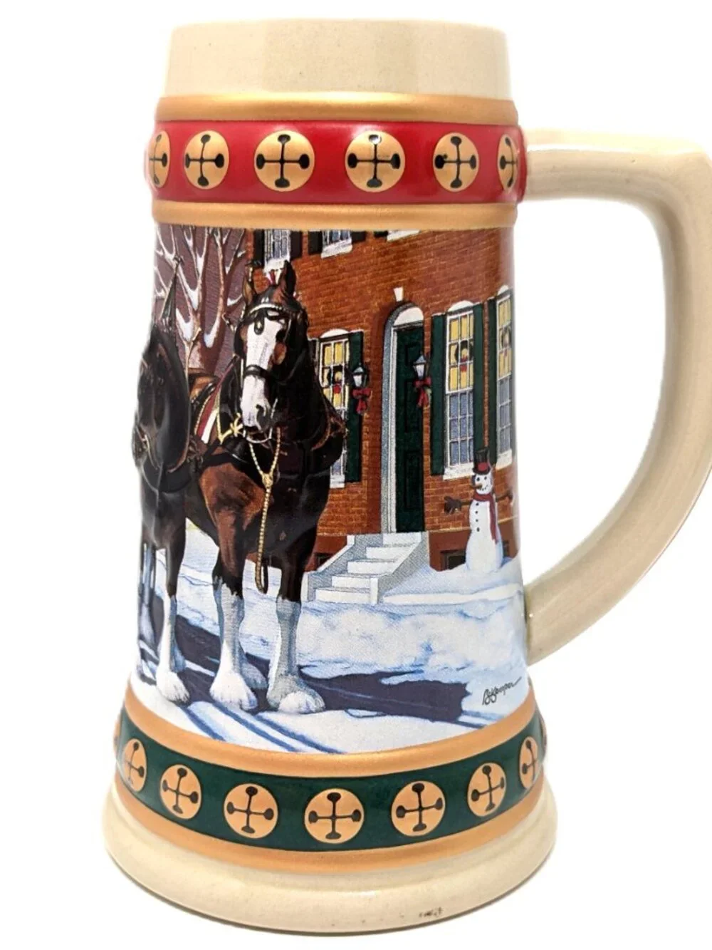 Budweiser Holiday Stein Collection 1994 Hometown Holiday Clydesdale Beer Mug